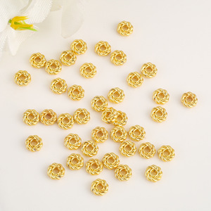 Twisted Gold Spacer <b>Beads</b> 5X2X1.5mm Round DIY Jewelry Making Components for Necklaces Bracelets Chains Wholesale - Product Image 2