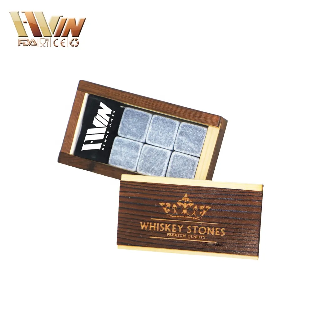 Whiskey Soapstones Gift SetとVelvet BagとColor Wooden Box Christmas Day Gift