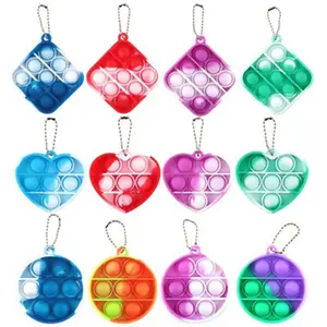 Spinner spaß ventilkegel regenbogen keychain cube silikon pop ball set push stress blase sensorischen pop spielzeug zappeln