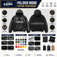 Sweat-shirt à capuche noir personnalisé pour homme avec surpiqûres contrastées et motif brodé abstrait – Fabrication OEM/ODM