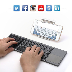 Clavier sans fil Bluetooth B033 pliable avec pavé <span class=keywords><strong>tactile</strong></span> USB rechargeable pour ordinateur portable, <span class=keywords><strong>tablette</strong></span>, téléphone portable - Nouveau modèle en plastique - Product Image 1