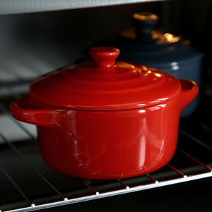 Ciotola per zuppa a doppio orecchio in porcellana stile nordico con coperchio ciotola per riso in ceramica per uso domestico forniture per stoviglie da forno - Product Image 5