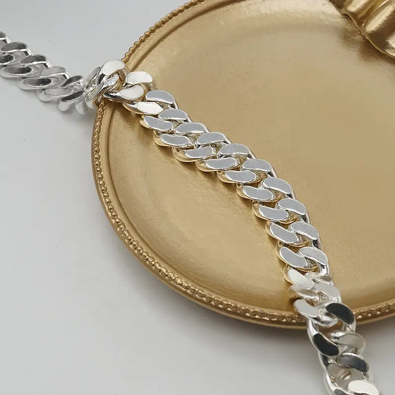 Silver 925 Chain Necklace Factory Wholesale Fine Jewelry Solid Silver Men's Chains Male Cuban Chain Hip Hop Link 925 Silver Bracelet Chain Necklace