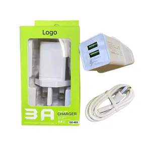 Wholesales Price UK Plug Dual USB Port Fast Charging Charger With Cable For Tecno Mobile Phone Charger