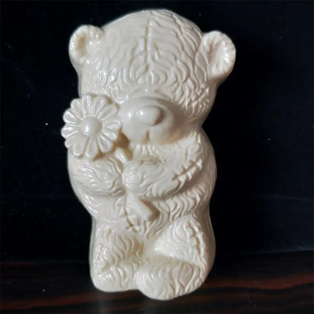 Rápido envío 3D oso crisantemo flor en forma de serie Animal vela jabón silicona molde para jabón