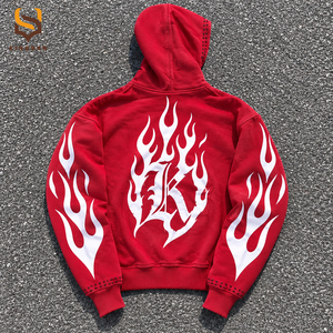 Custom Logo 100% Cotton Streetwear Oversize <b>Hoodie</b> Acid Wash <b>Graphic</b> DTG Print <b>Zip</b> <b>up</b> Rhinestone Hoodies - Product Image 2