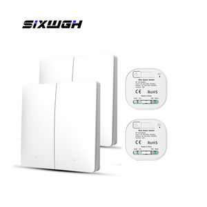 SIXWGH Square Round-Corner RF433 Kit <span class=keywords><strong>de</strong></span> interruptor autoalimentado 10A 100-240V AC <span class=keywords><strong>Mini</strong></span> interruptor inteligente con control remoto inalámbrico - Product Image 1