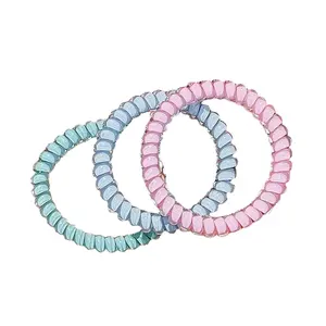 Girls' Candy Color Telephone Cord Hair Loop Headrope Sweet Hair Rope Headwear Bracelet