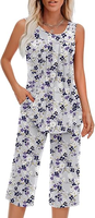 Ensemble de pyjama pour femmes, vêtements de maison, pyjama doux, ensemble deux pièces, pyjama d'été sans manches, combinaison-pantalon avec poches