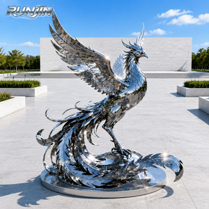 Mirror Polish Stainless Steel <strong>Phoenix</strong> Sculpture Spreading Wings Large Outdoor Plaza Hotel Landmark Metal Art Manufacturer Custom - Product Image 1
