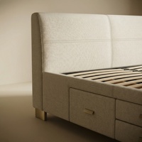 Lit moderne XIYUAN en cuir véritable, cadre en bois de pin, durable, confortable, avec sommier réglable, tailles Queen/Twin