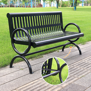 Black High Quality Modern Patio With Backrest Public <strong>Bench</strong> Chair Street Outdoor Commercial for <strong>Sale</strong> <strong>Garden</strong> Metal Park <strong>Bench</strong> - Product Image 3