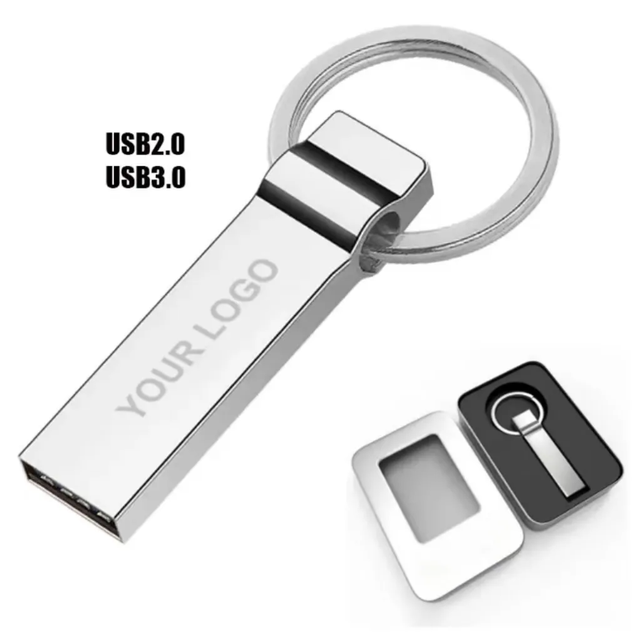 Full Capacity Portable USB Pendrive Keychain Metal DIY Laser Flash Memory Stick Key Office 64GB 128GB Oem USB 3.0 Flash Drive