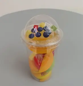 400ml clear plastic cup for chia pudding with inner 100ml cup for fruit puree and lid for granola