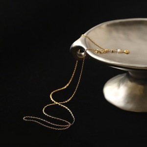 Collar Largo de Acero Inoxidable Francés con Borla de Concha Pequeña y Gancho de <span class=keywords><strong>Marinero</strong></span>, con Perlas Naturales Vintage, que No se Desvanece - Product Image 4
