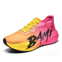 Ultraligero Jacquard Racing Running Shoes Hombres Mujeres Elegante Rosa Moda Otoño Stock Maratón Corredores Malla Superior Suela de goma