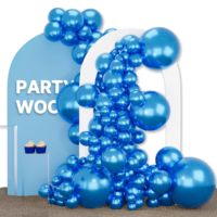 Kit d'arche de ballons en métal rose doré 140 pièces, chrome champagne, ballons en latex de 18/12/10/5 pouces, décoration florale pour fête d'anniversaire, bleu
