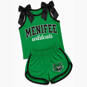 Ensemble de sport 2 pièces personnalisé pour petite fille, thème <span class=keywords><strong>cheerleading</strong></span>, imprimé équipe de football, haut à manches courtes et jupe-short, ensemble de yoga - Product Image 6