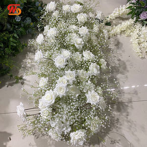 Chemin de table élégant et lisse pour événements de mariage, décoration de table d'allée, fleurs de gypsophile blanches - Product Image 3