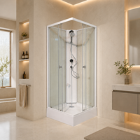 Cabine de douche d'angle à porte pliante, entièrement blanche, avec panneau arrière en colonne, verre transparent, empreinte compacte pour petite salle de bain privée