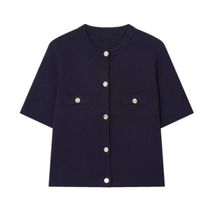 ZEVITY Nouveau <span class=keywords><strong>pull</strong></span> tricoté décontracté pour <span class=keywords><strong>femme</strong></span> à manches courtes avec boutons dorés, couleur bonbon, style transfrontalier - Product Image 5