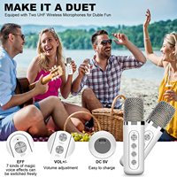 Machine de karaoké avec 2 micros sans fil, portable tout-en-un pour haut-parleur, pour adultes et enfants, son HD, batterie 3000 mAh