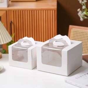 Cajas para pasteles Yahan de 4 y 6 pulgadas con asa y ventana, caja de papel grueso para regalo de pastel de cumpleaños o mousse - Product Image 1