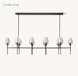 Candelabro lineal LED moderno de tulipán, lámparas <span class=keywords><strong>colgantes</strong></span> de cristal de latón <span class=keywords><strong>para</strong></span> comedor, sala de estar, Bombilla E12, incluye instalación de proyecto - Product Image 5