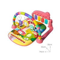 Tapis d'éveil arc-en-ciel pour bébé avec piano, motif animaux de dessin animé, miroir suspendu, hochets et jouets de dentition