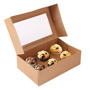 Visual factory customized window white brown kraft paper dessert box cupcake box2 4 6 12 cupcake racks cake box