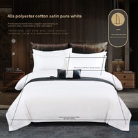 Parure de lit trois pièces en acrylique pour maison d'hôtes, draps blancs, housse de couette, qualité hôtelière, tricotée teinte réactif