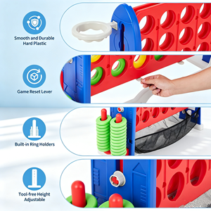 Jeu géant 4-en-1 pour enfants et adultes - Jeu familial d'extérieur pour la cour, hauteur réglable, lancer de cerceaux <span class=keywords><strong>Golf</strong></span>/Basketball - Product Image 5
