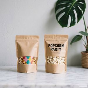 Classic Food Grade Eco-Friendly Custom Printed Stand up Pouch with <b>Window</b> Brown Kraft Paper Bag for Pizza Sushi Pet Food - Product Image 5