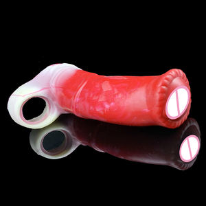 Großhandel Cock Sleeve Extender Kondom flüssige Silikon-Penisverlängerung mit Cock-Ring für Paare verspätete Ejakulation - Product Image 3