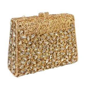 Gold Box Bag Diamond Frauen Clutch Bag Crystal Party Handtasche Damen Bankett Geldbörse Mode Poche tte Prom Abend tasche