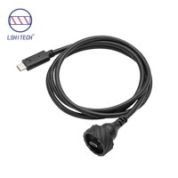 Connecteur étanche Lshitech IP67 Type-C mâle/femelle, adaptateur 1m avec boîtier en nylon pour montage sur panneau, pour applications automobiles, électriques et de données