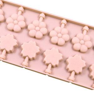 Moule à sucettes en silicone 903, 12 cavités, <span class=keywords><strong>2</strong></span> formes de fleurs, pour sucettes, bonbons durs et chocolats, qualité alimentaire - Product Image 4