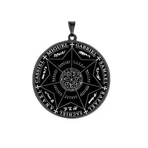 七大天使印章 SACHIEL ANAEL <span class=keywords><strong>CASSIEL</strong></span> MIGUEL GABRIEL SAMAEL RAFAEL 饰物 不锈钢吊坠项链 - Product Image 6