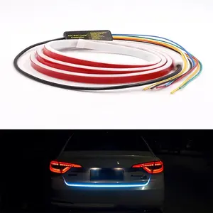 Luz de led traseira de freio, rgb universal 120cm 150cm para carro, porta-malas, freio reverso, estroboscópico, sinal de aviso