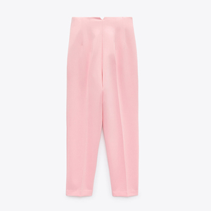 Nouveau design personnalisé, confortable, pantalon <span class=keywords><strong>cigarette</strong></span> <span class=keywords><strong>taille</strong></span> <span class=keywords><strong>haute</strong></span> décontracté de couleur pure avec poches frontales pour femmes - Product Image 5