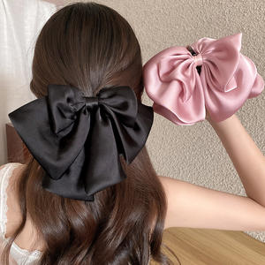 Pince à cheveux en plastique avec nœud en satin français, décoration douce pour mariage et bal de promo pour femmes - Product Image 1