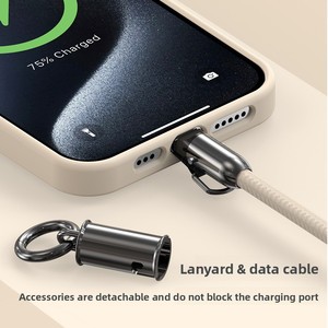 Câble tressé anti-perte pour téléphone portable CC 60W CL 27W avec cordon tour de cou et câble de charge rapide Type-C/<span class=keywords><strong>Lightning</strong></span> 1,2 m - Product Image 5