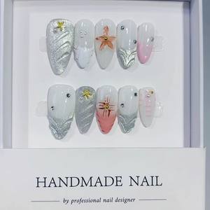 <span class=keywords><strong>Uñas</strong></span> Postizas TSZS de Alta Calidad, <span class=keywords><strong>Pintadas</strong></span> a Mano, Coloridas, <span class=keywords><strong>con</strong></span> <span class=keywords><strong>Flores</strong></span> 3D, 10 Piezas, Estilo Veraniego, Acrílicas, Forma Almendrada, Marca Privada - Product Image 5