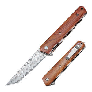 Couteau de poche en acier Damas à 76 couches, couteau EDC en <span class=keywords><strong>bois</strong></span>, <span class=keywords><strong>lame</strong></span> Tanto, couteau pliant de survie, extérieur, avec clip pour homme, prêt à être expédié - Product Image 1