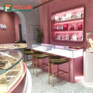 Vitrine de présentation de bijoux haut de gamme, moderne, en bois et verre, avec éclairage LED, en métal, pour boutique, présentoir intérieur - Product Image 1