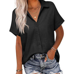 Colección <span class=keywords><strong>de</strong></span> verano 2025 para <span class=keywords><strong>Amazon</strong></span>, nueva camisa <span class=keywords><strong>de</strong></span> <span class=keywords><strong>lino</strong></span> <span class=keywords><strong>de</strong></span> <span class=keywords><strong>mujer</strong></span> europea americana transfronteriza, fiestas con botones <span class=keywords><strong>de</strong></span> Color sólido - Product Image 2