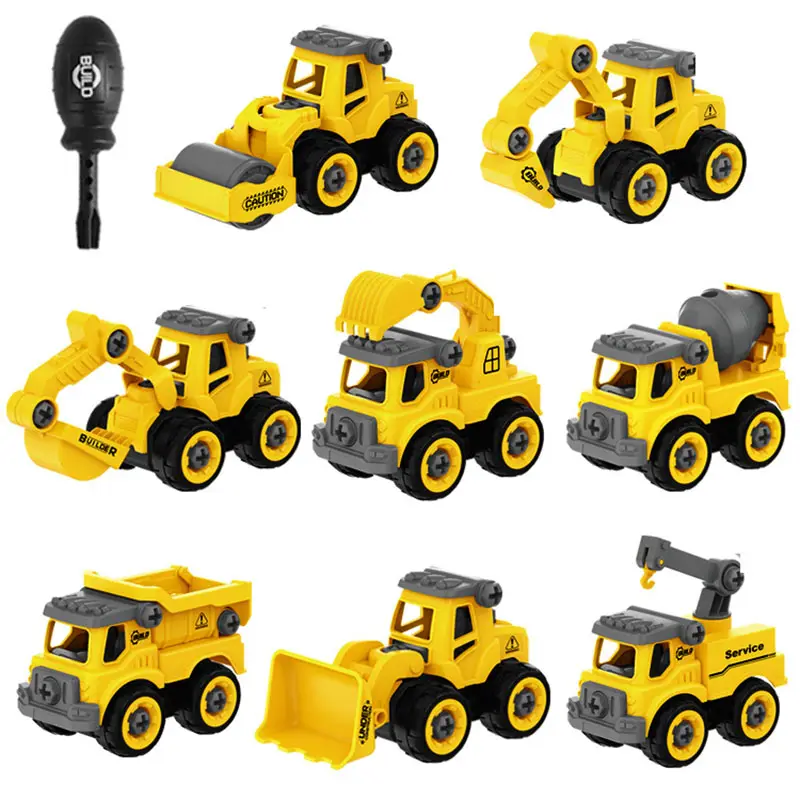 Porca desmontagem carga e descarga engenharia veículo escavadeira bulldozer parafuso menino ferramenta criativa brinquedo educacional