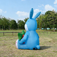 Décoration gonflable de Pâques en plein air, lapin et carotte gonflables de 5 pieds avec lumières LED, décoration de lieu de fête