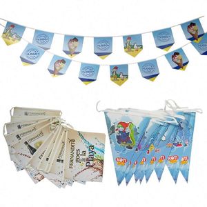 Banderines Promocionales Baratos Personalizados con Logotipo, Guirnaldas de Banderas de Poliéster para Festivales - Product Image 1