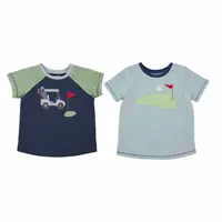 Custom Baby Peuter Kinderen Jongens Zomer T-shirt 100% Katoen Blauw En Groen Golf Tee Kinderen T-shirts